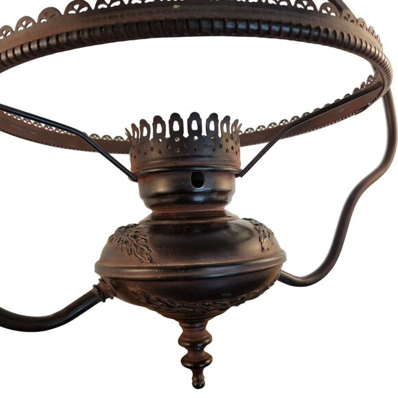 Hanging Lamp Frame With Ornate Detailing & Chain Fixture DIY Lighting Parts Or B - Picture 3 of 14